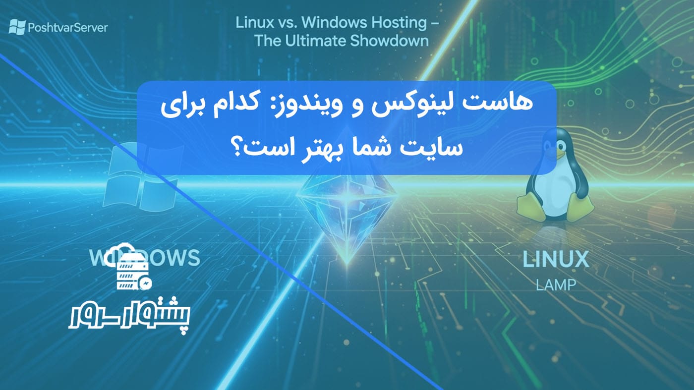 تصویر مقایسه‌ای از هاست لینوکس در مقابل ویندوز، که به مقایسه هاست لینوکس و ویندوز و تفاوت‌های آنها می‌پردازد.