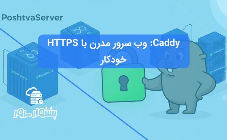 لوگوی وب سرور Caddy که یک قفل سبز HTTPS را در دست دارد، نمادی از راهنمای وب سرور Caddy و HTTPS خودکار.