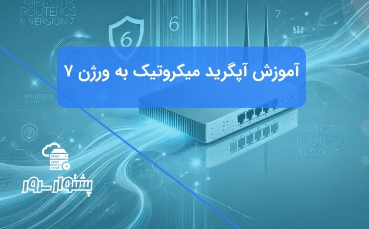 تصویر شاخص راهنمای آپگرید میکروتیک RouterOS 6 به 7، نمایش دهنده بهبود عملکرد و امنیت.