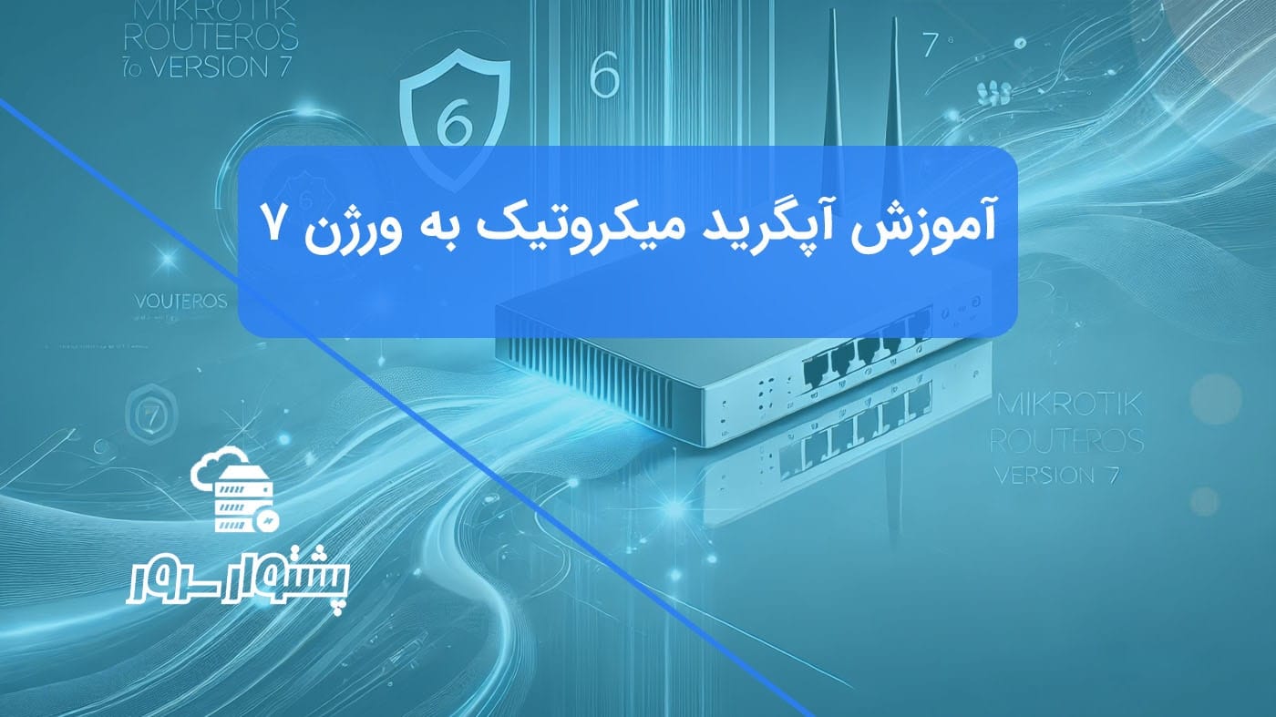 تصویر شاخص راهنمای آپگرید میکروتیک RouterOS 6 به 7، نمایش دهنده بهبود عملکرد و امنیت.
