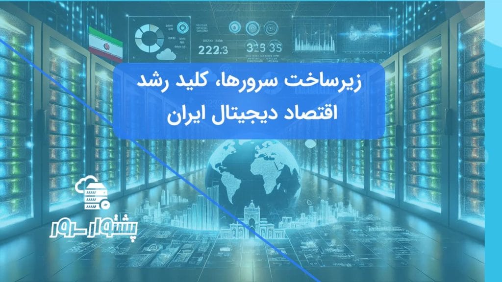 نمایی از دیتاسنتر مدرن با تاکید بر نقش سرورها در اقتصاد دیجیتال ایران.