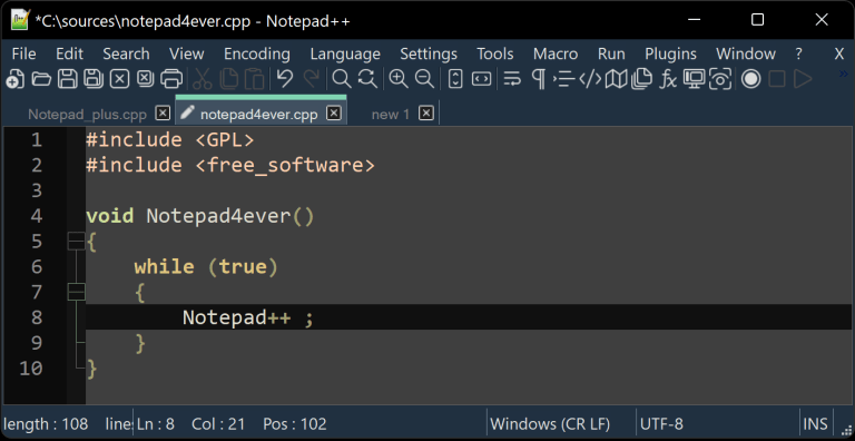 Notepad++ Free Source Code Editor
