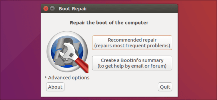 رم‌افزار Boot Repair در حال رفع مشکل بوت در سیستم