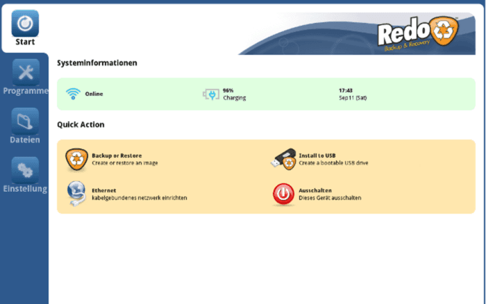 نرم‌افزار Redo Backup and Recovery در حال ایجاد پشتیبان از سیستم