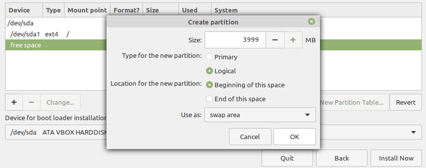 Create a Swap Partition
