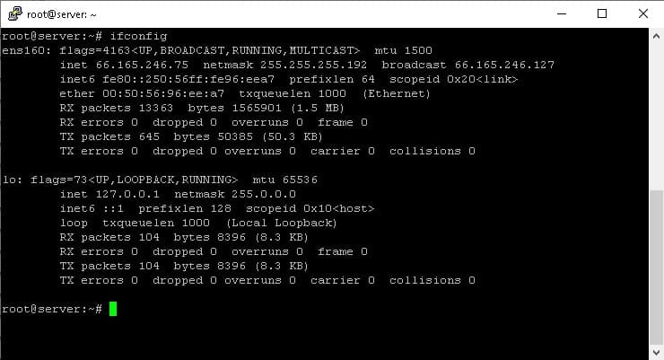 "فهرست رابط‌های شبکه فعال در اوبونتو 18 با استفاده از دستورات ifconfig و ip addr show برای پیکربندی IP ثابت در اوبونتو."