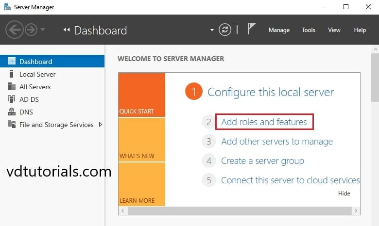 تصویر ۱: شروع فرآیند از Server Manager.