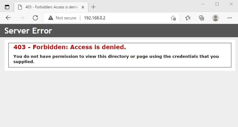 تصویر ۷: مشاهده خطای 403 یعنی IP شما با موفقیت مسدود شده است!