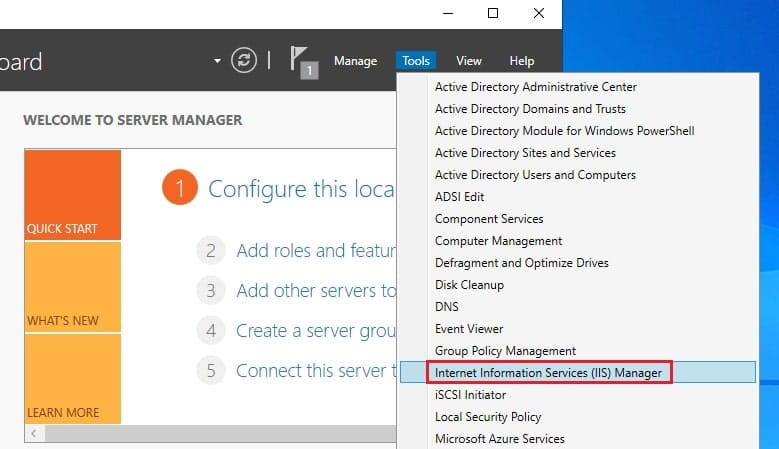 تصویر ۱: ورود به کنسول قدرتمند IIS Manager.