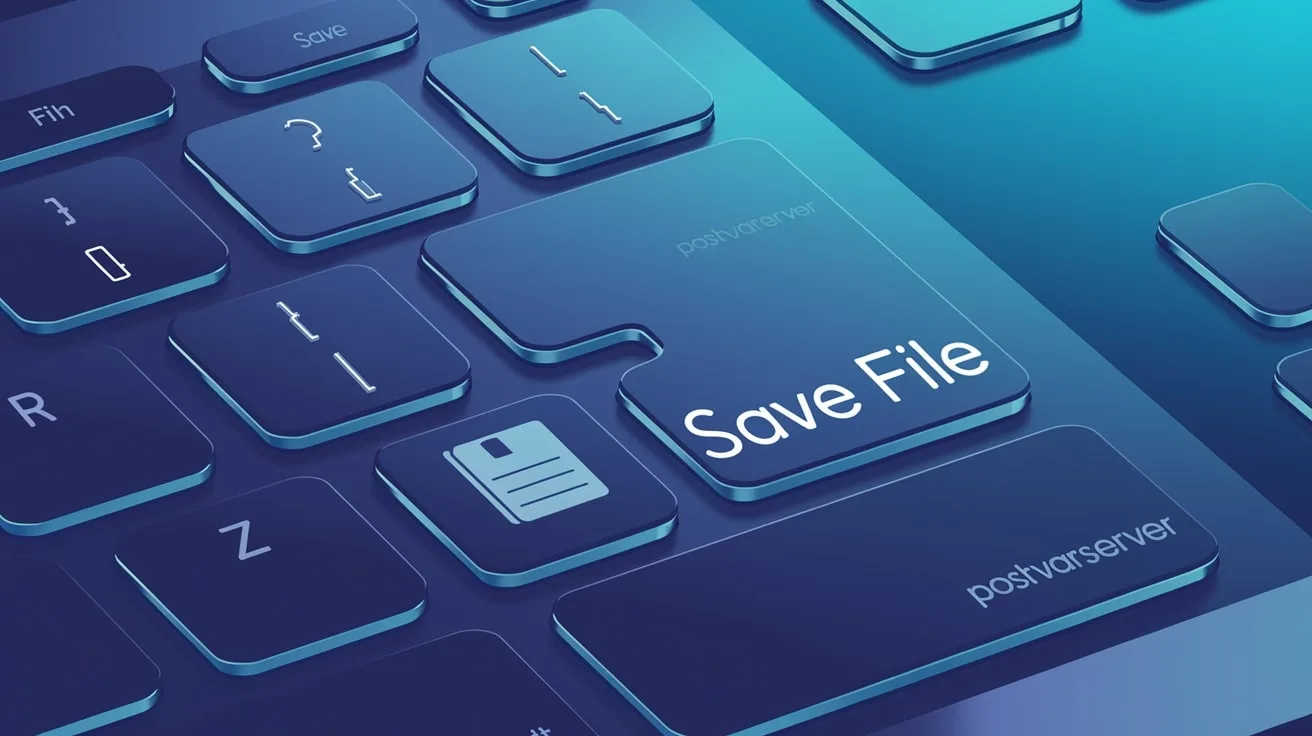 تصویر کیبورد با دکمه Save file هایلایت شده، نمادی از ذخیره فایل سرویس systemd برای اجرای خودکار Ollama در هنگام بوت سرور.