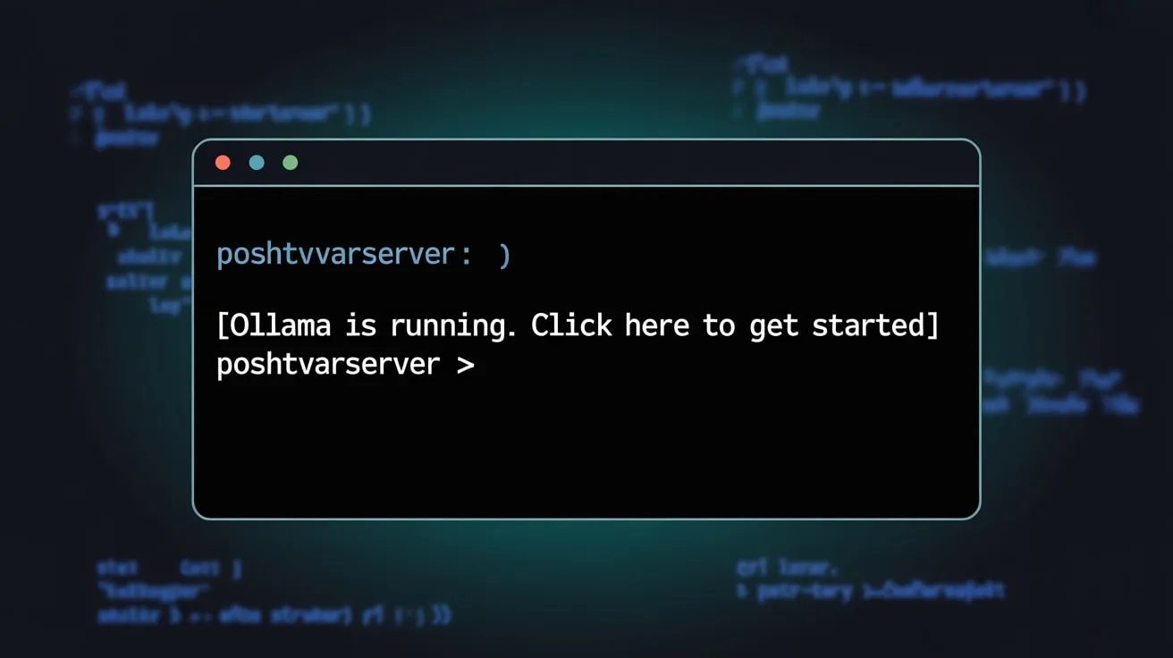 پنجره ترمینال با پیغام "Ollama is running"، نشان‌دهنده اجرای موفق سرویس Ollama پس از نصب و بخشی از آموزش کار با Ollama محلی.