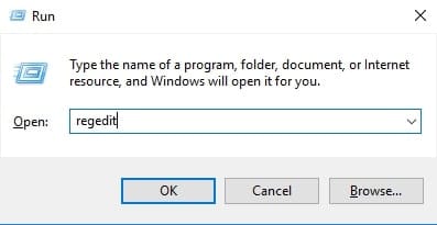 باز کردن Registry Editor با تایپ regedit در پنجره Run برای حذف کلیدهای گواهی و حل ارور Data Encryption RDP.