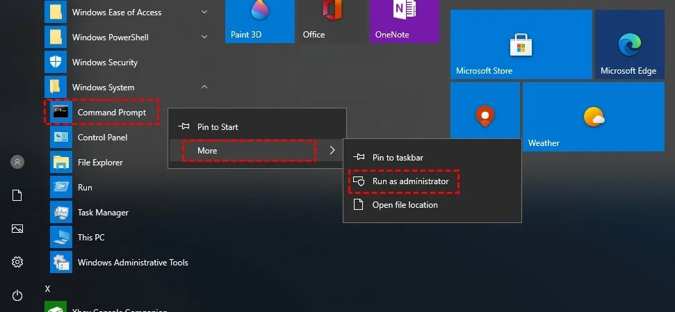 اجرای Command Prompt به عنوان Administrator برای ریست کردن تنظیمات شبکه و حل ارور Data Encryption RDP.