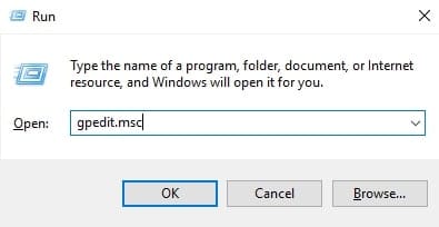 باز کردن Local Group Policy Editor با تایپ gpedit.msc در پنجره Run برای غیرفعال کردن UDP در کلاینت RDP.