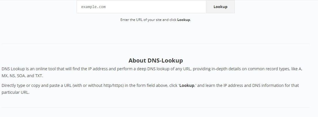 اسکرین‌شات ابزار آنلاین DNS-Lookup برای تحلیل عمیق رکوردهای DNS و دریافت اطلاعات دقیق.