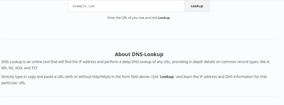 اسکرین‌شات ابزار آنلاین DNS-Lookup برای تحلیل عمیق رکوردهای DNS و دریافت اطلاعات دقیق.