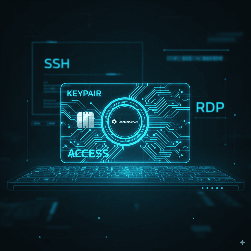 تصویر یک کارت هوشمند برای دسترسی، نمادی از تفاوت مدل‌های دسترسی در هاست لینوکس (SSH) و ویندوز (RDP).