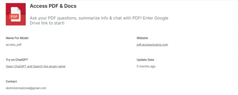 اسکرینشات پلاگین Ask Your PDF برای ChatGPT، ابزاری برای استخراج و خلاصهسازی اطلاعات از فایلهای PDF، از جمله بهترین پلاگین های ChatGPT.