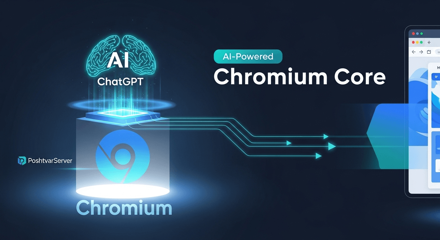 تصویر مفهومی از مرورگر ChatGPT Atlas با هسته کرومیوم و یکپارچگی عمیق هوش مصنوعی، که معرفی ChatGPT Atlas مرورگر هوشمند را نشان میدهد.