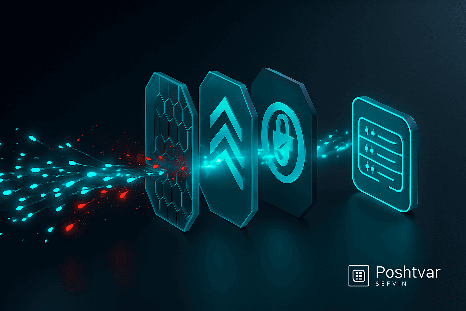 یک هسته داده مرکزی که توسط چندین لایه دفاعی متحدالمرکز مانند فایروال و رمزنگاری در برابر تهدیدات خارجی محافظت می‌شود.