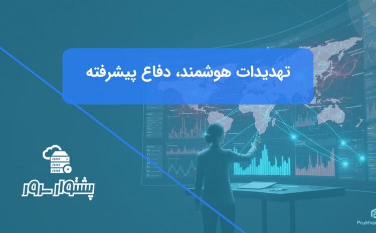 تصویر شاخص هنری از یک تحلیلگر امنیتی که در حال مقابله با یک حمله DDoS جهانی بر روی یک نمایشگر هولوگرافیک است و نماد دفاع پیشرفته است.