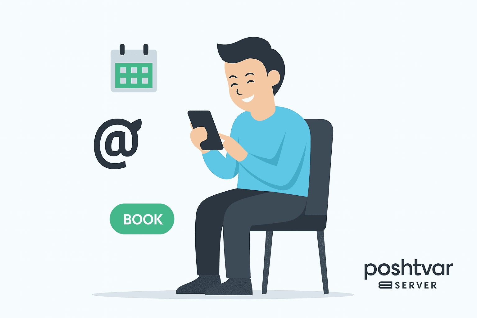 تصویر مفهومی یک مشتری در حال استفاده از سیستم نوبت دهی آنلاین در موبایل برای رزرو نوبت