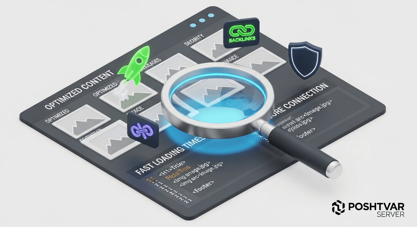 تصویر مفهومی سئو و بهینهسازی سایت برای موتورهای جستجو، یکی از راهکارهای افزایش بازدید و جذب ترافیک ارگانیک.